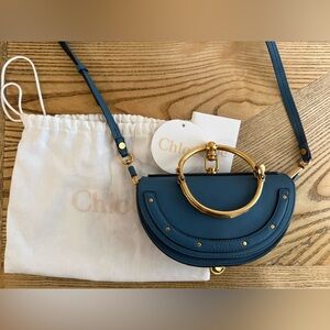 Chloe Nile Leather Clutch in Blue Color